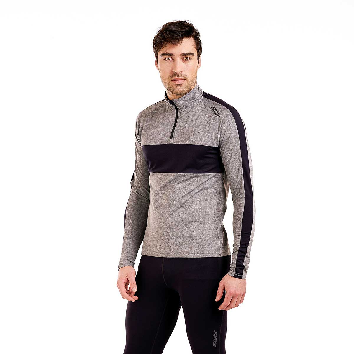Swix Tista 1/2 Zip Top Men's in Light Grey Melange